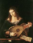 BARTOLOMEO VENETO, Woman Playing a Lute